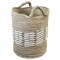 Stoneage Arts Inc 19" Gray, White, and Beige Seagrass and Raffia Basket Handcrafted with Genuine Human Touch